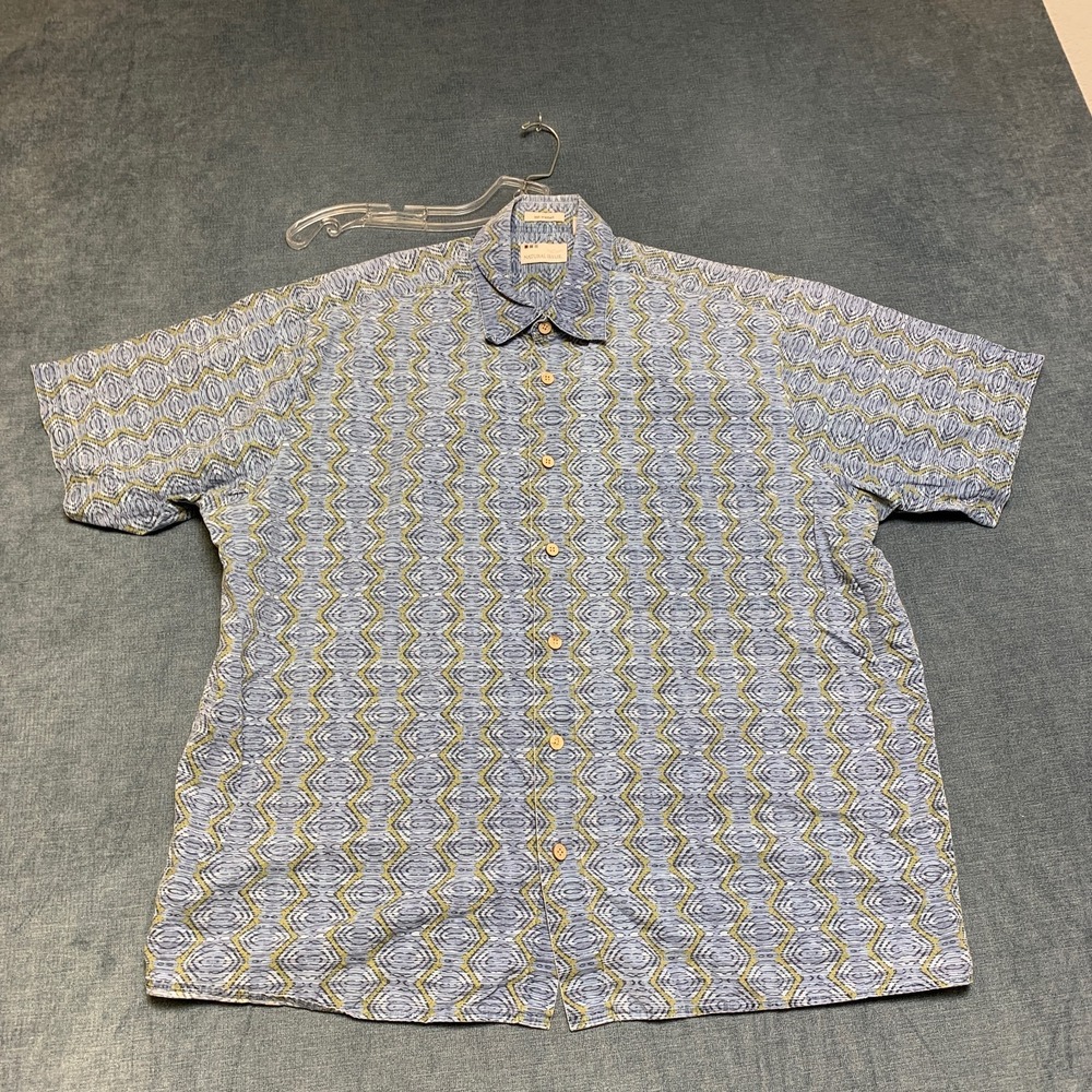 Natural Issue Hawaiian Shirt Mens Large Multicolor Cotton Geometric Short Sleeve